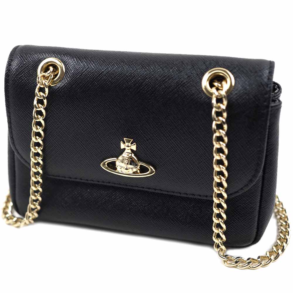 ヴィヴィアンウエストウッド ショルダーバッグ ミニ レディース ブラック VICTORIA SMALL PURSE WITH CHAIN Vivienne Westwood 52020005-4210