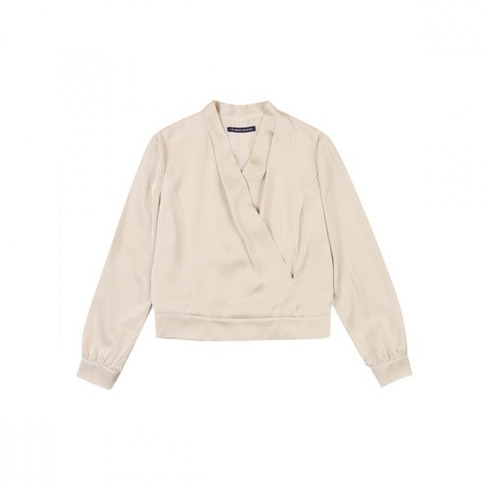 ミセンス サテンVネックブラウス_MB39BLM181B