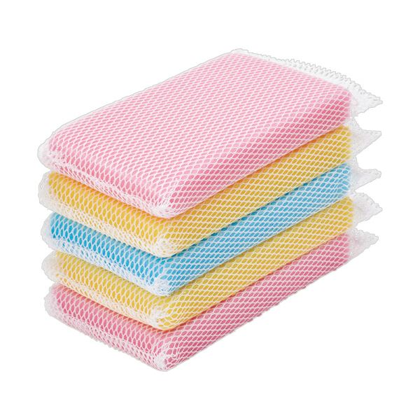 （まとめ） TANOSEEキッチンスポンジ抗菌タイプ ネット 1セット（50個：10個x5パック） [x3セット]