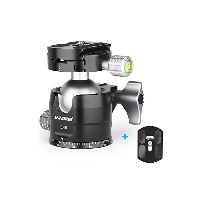INNOREL 自由雲台 ボール雲台 低重心 耐荷重最大20kg ボールヘッド 直径 40mm CNC アルミ合金 三脚 一脚 一眼レフ 撮影 DSLR ビデオカメラ用 360度回転 シングルパノラマ