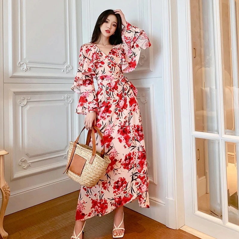 【Fellow 20％割】ハワイ リゾートワンピース スリット ティアードスカート 沖縄 旅行 夏ワンピ ボヘミア ドレス パーティー 着痩せ 大人 お呼ばれ30%までに制限