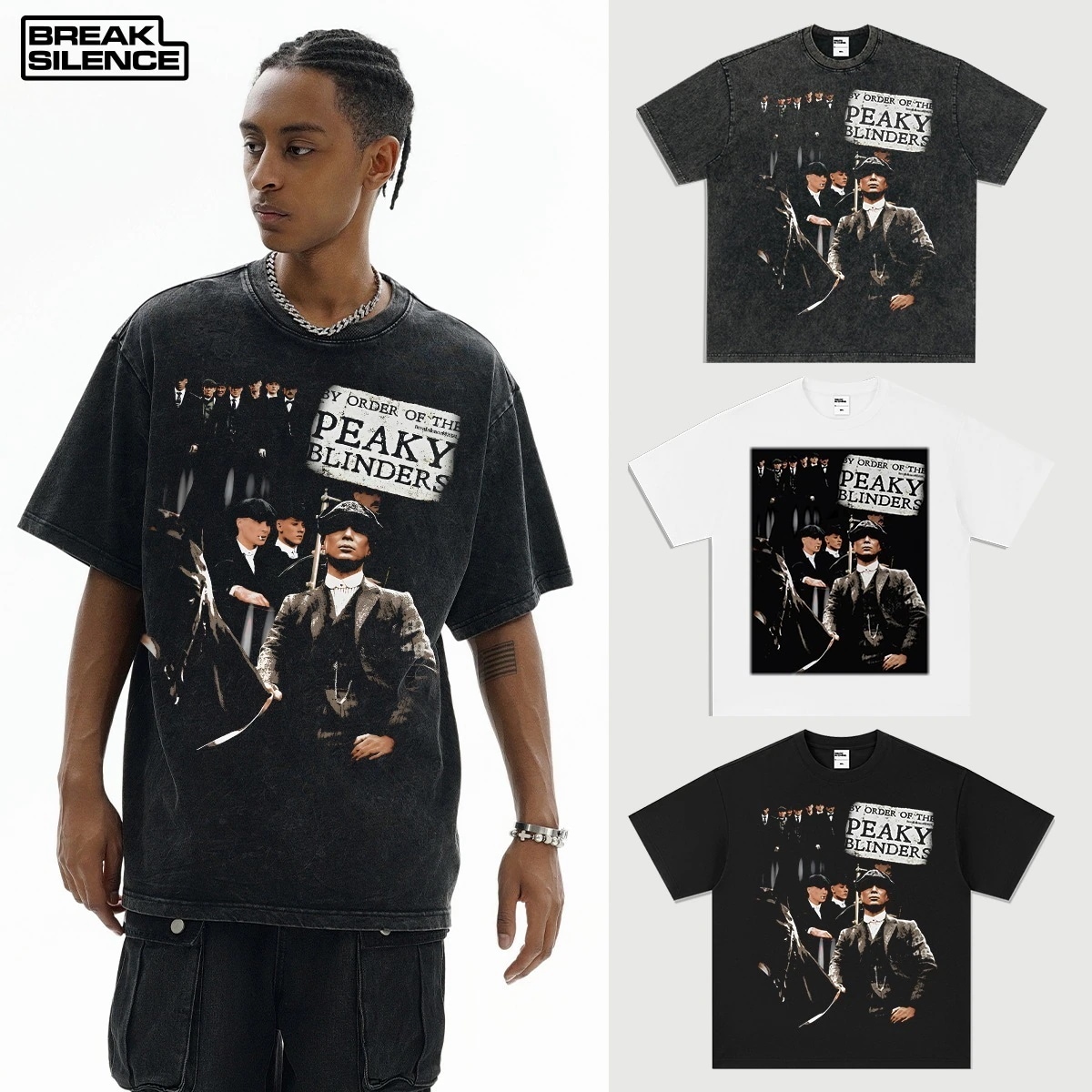 Razor Party ピュアコットンルーズプリント半袖 Tシャツメンズ夏のハイストリートファッションブランド綿