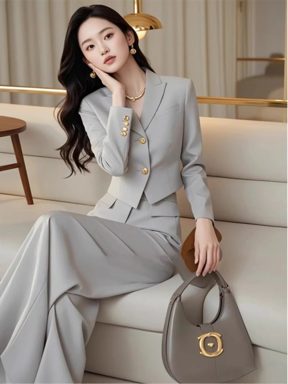 コールドスタイルユニークシックファッショナブルまとも小さいスタイルスーツジャケットパンツ女性用プロフェッショナルスーツ初秋スタイル