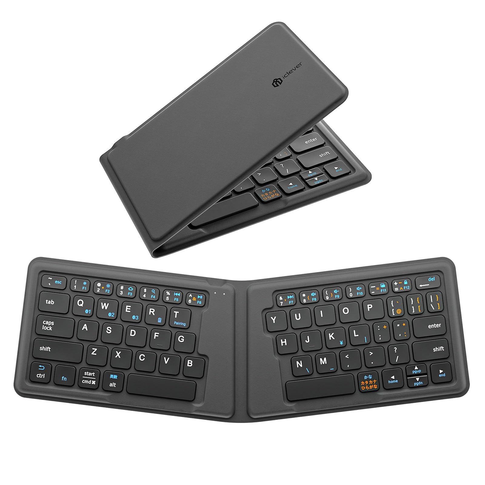 iClever Bluetooth キーボード 折りたたみ式 ワイヤレス キーボード マルチペアリング ipad / iphone 用 キーボード USB 軽量 薄型 レザーカバー 財布型 折れない