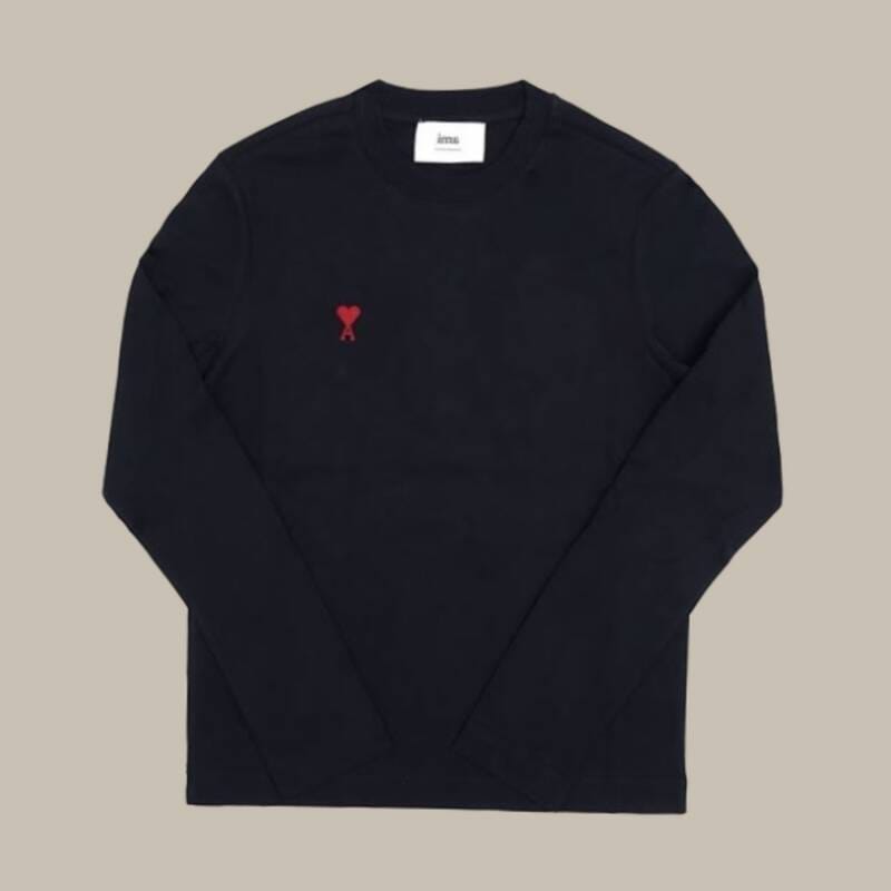 AMI BFUTS235 724 430 アミ・ド・クエ・スモールハートロゴ ユニセックス長袖Tシャツ