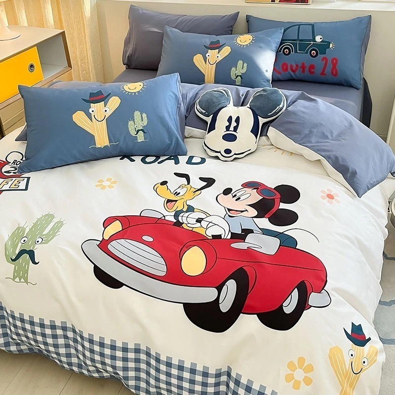 [3日出荷]コットンベッドシーツ寝具4点セットコットン子供寮ベッドシーツと掛け布団セット3点セット