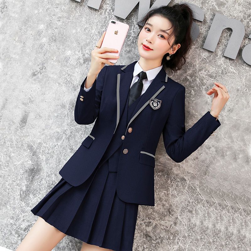 制服スーツワンピース おしゃれキャリア気質女学院風スーツ春秋作業服通勤 脚魅せミニスカート 涼しく楽ちんセットアップ ブレザー コスプレ女子高生 6,868円