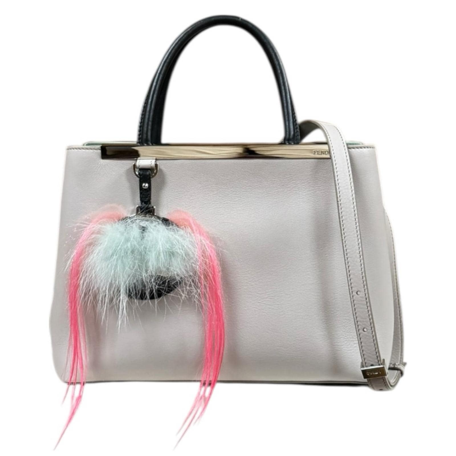 フェンディ モンスター プチトゥージュール バッグバグズ ショルダーバッグ レザー 8BH253 ベージュ FENDI 中古 美品