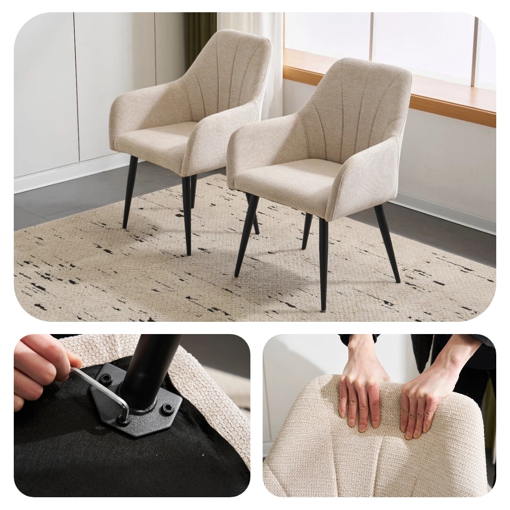 【国内発送】1310【SET2脚】ダイニングチェア 椅子 コンパクト スチール脚 来客対応チェア おしゃれ 組立簡単 北欧風 イス テレワーク 在宅ワーク耐荷重130kg