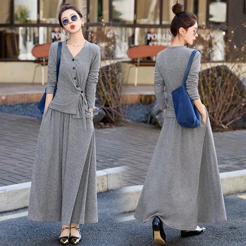 レディース 春秋着 ニット 2点セット 上着＋スカート パーティードレス セクシードレス 女性 Aライン 発表会 同窓会 エレガント 二次会 上品 ファッション 披露宴キレイめ 卒業式 入学式 フォー