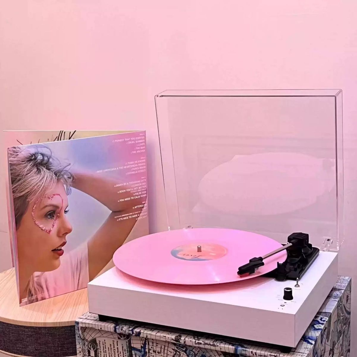 ビニールレコードプレーヤーオーディオレコードプレーヤーギフト蓄音機オーナメントフィルムbluetoothスピーカーオールインワン