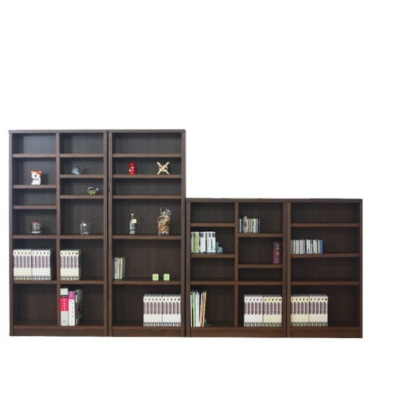 本棚/ブックシェルフ 幅70cm 高さ120cm 可動棚板2枚付き 木目調 日本製 ブラウン 完成品
