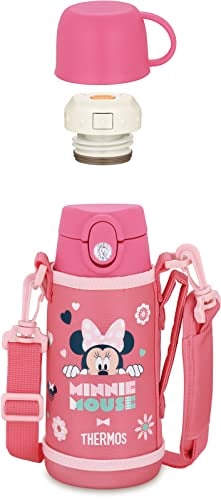 サーモス 水筒 真空断熱2ウェイボトル 0.6L/0.64L ミニー コーラルピンク ストロー コップ 子供用 通園通学 FJO-601WFDS