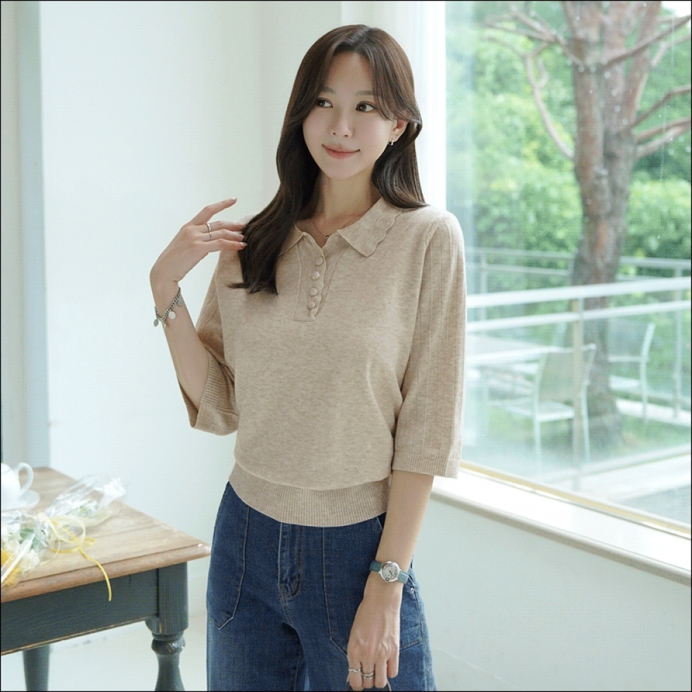 クリック＆ファニーランスルボタンカラーニット