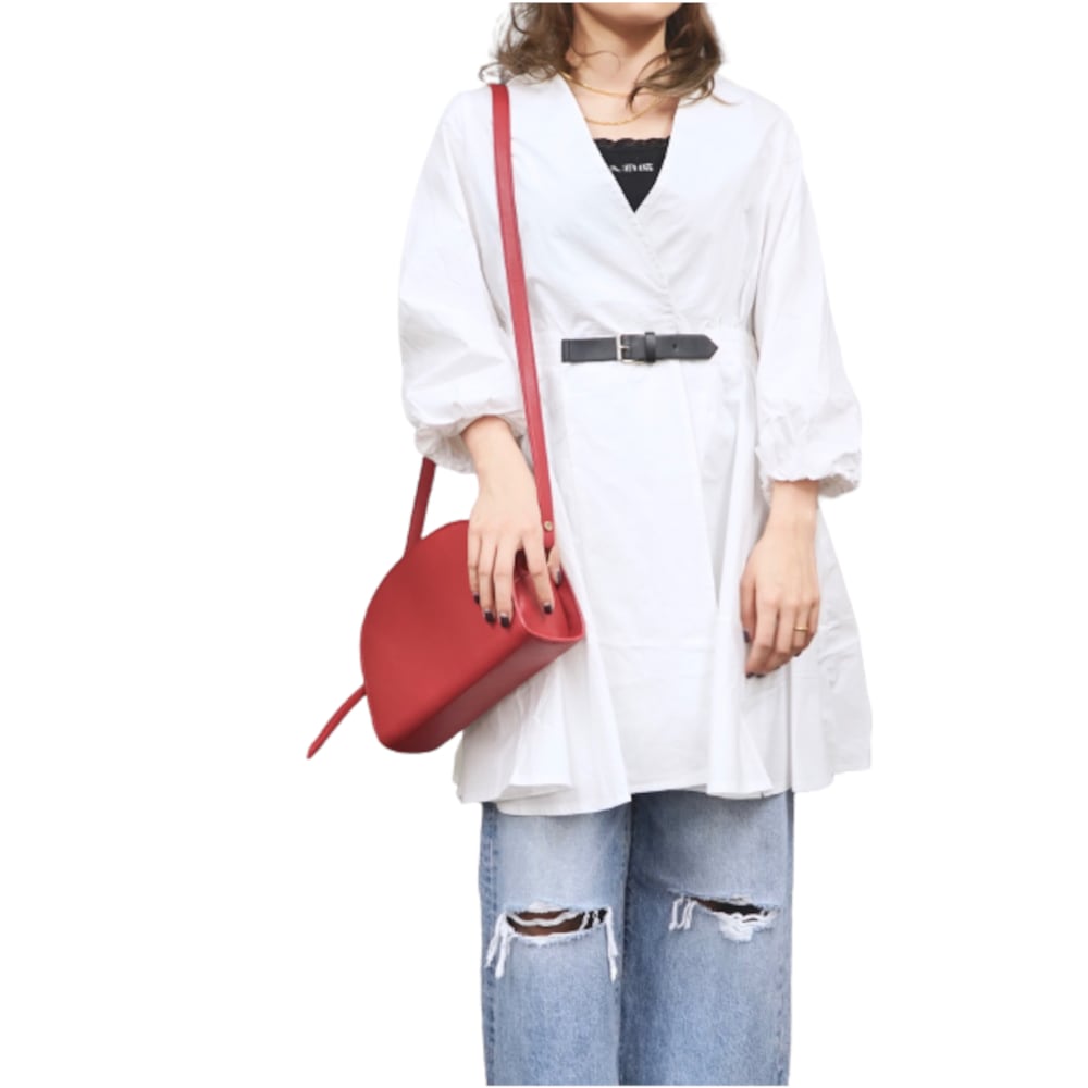Belted Design A-Line Onepiece（white） A,D,G レディース