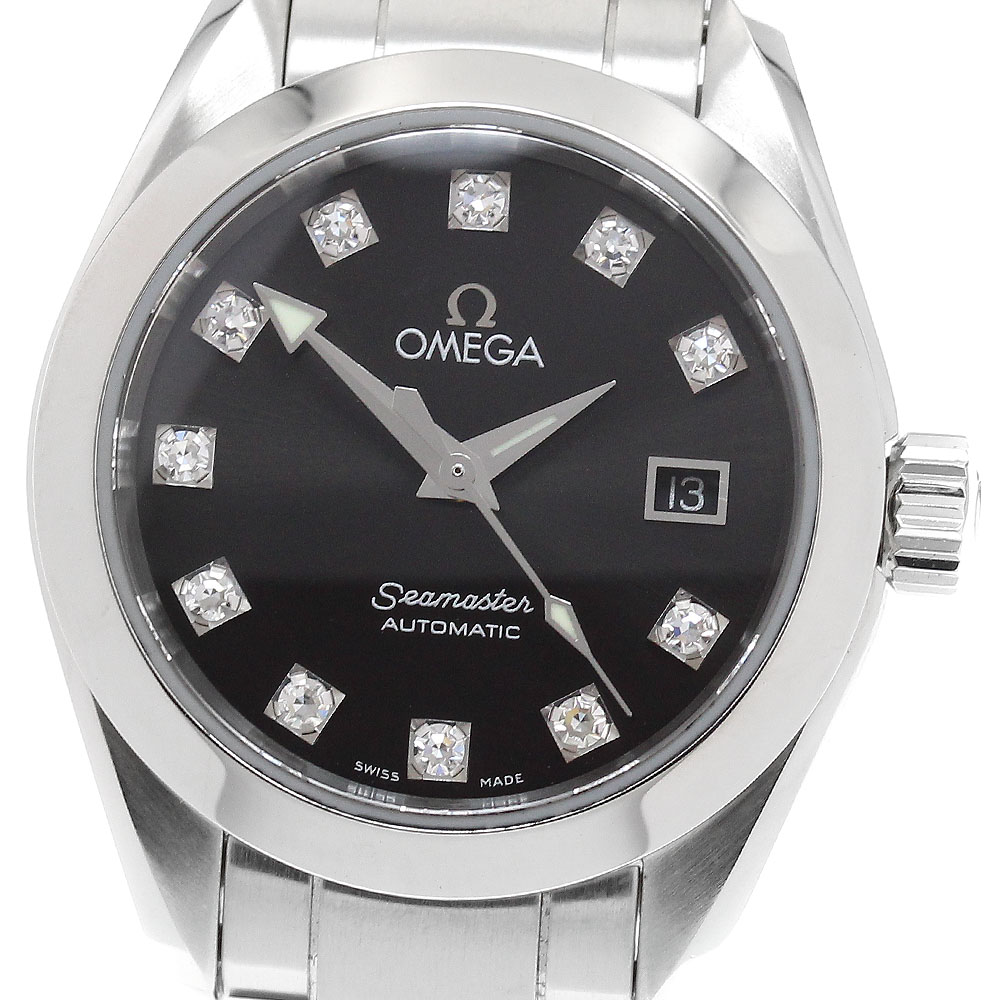 オメガ OMEGA 2563.55 シーマスター アクアテラ デイト 11Pダイヤ 自動巻き レディース 美品 _914638【中古】