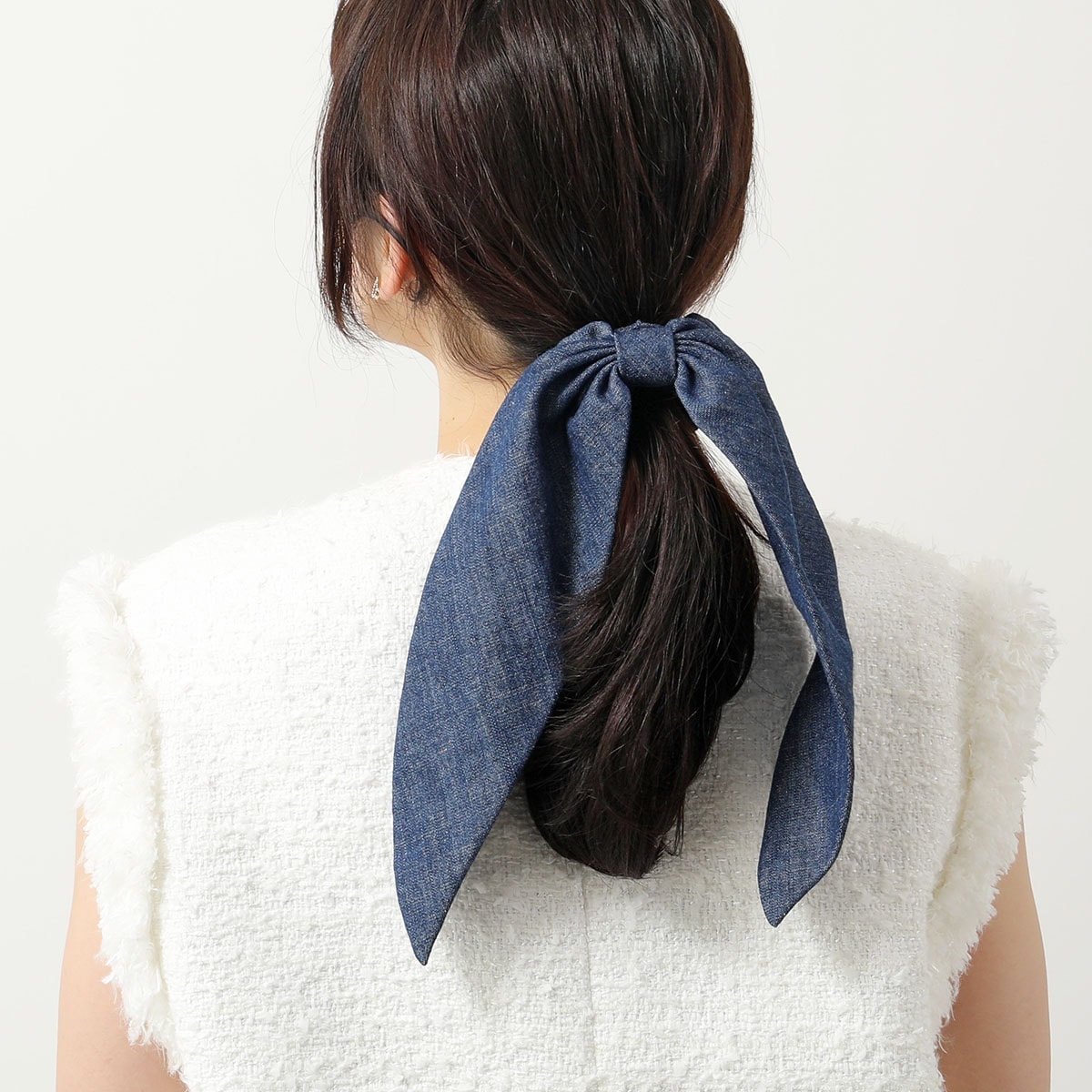 ALEXANDRE DE PARIS アレクサンドル ドゥ パリ シュシュ TCHB-21T-A22 レディース リボン デニム ヘアゴム ヘアアクセサリー M‐MARINE 【mega】