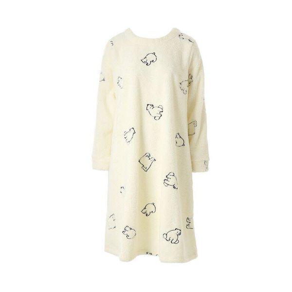 女性極細糸ホッキョクグマ刺繍ワンピース室内着[VEV3967L]_s