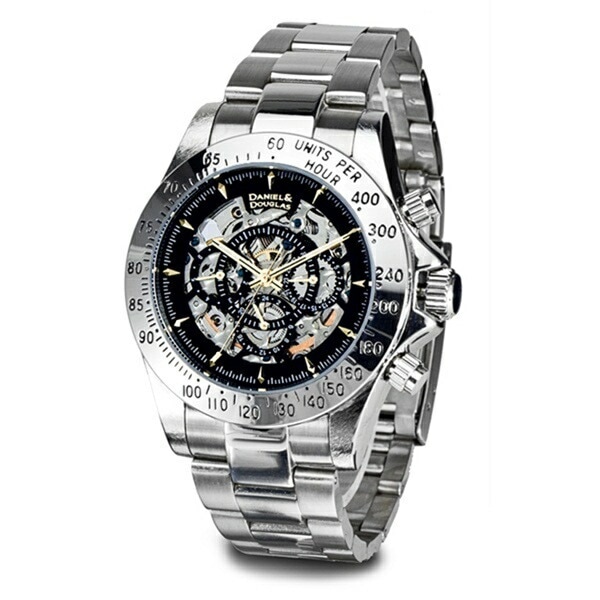 無料特典付き！ DANIEL DOUGLAS ダニエルダグラス 時計 メンズ 腕時計 手表 40mm ブラック×ゴールド シルバー ステンレス 機械式 自動巻き DD8802-BKGD 誕生日プレゼン