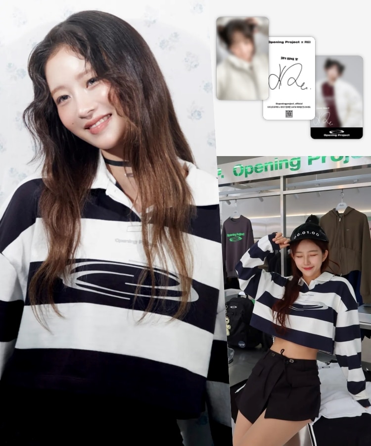 IVE REI フォトカード贈呈 W Identity Stripe Collar T Shirt