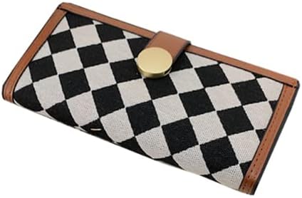 【20%OFFクーポン】長財布 レディース 大人 三つ折り ボタン 帆布 チェック バイカラー 財布 大容量 カード入れ レシート お手頃 取り出しやすい 中仕切り有り 多機能 ウォレット おしゃれ 6,091円