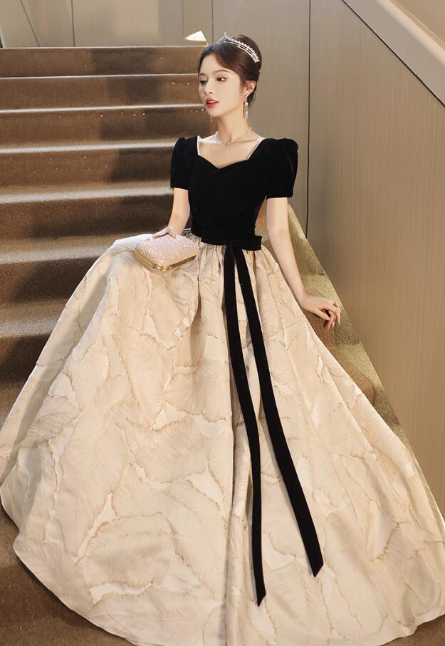 【送料無料】宴会ドレス Aラインドレス パーティードレス ロング丈ワンピース 半袖 ロングドレス 衣装 ステージ