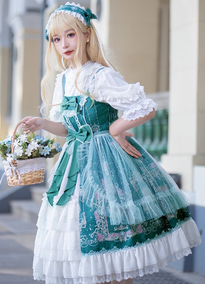 HeartbeatsロリータフラワーチャプターがフロントをオープンレトロでエレガントなパレススタイルのJSKノースリーブドレスlolitaドレス