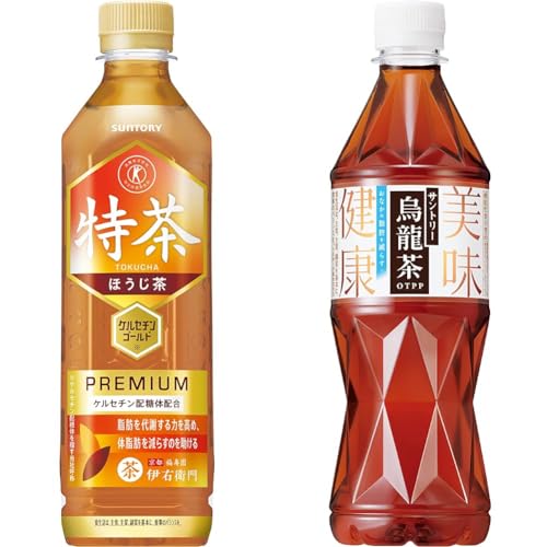 【セット買い】[トクホ] サントリー 伊右衛門 特茶 ほうじ茶 500ml×24本 + [機能性表示食品] サントリー 烏龍茶 525ml ×24本