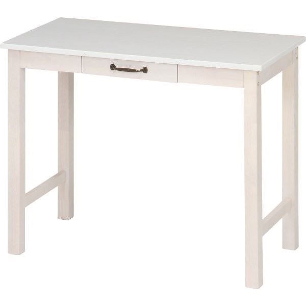 北欧風 デスク/マルチテーブル ホワイトウォッシュ 幅90cm 引き出し1杯付き マンチェスター