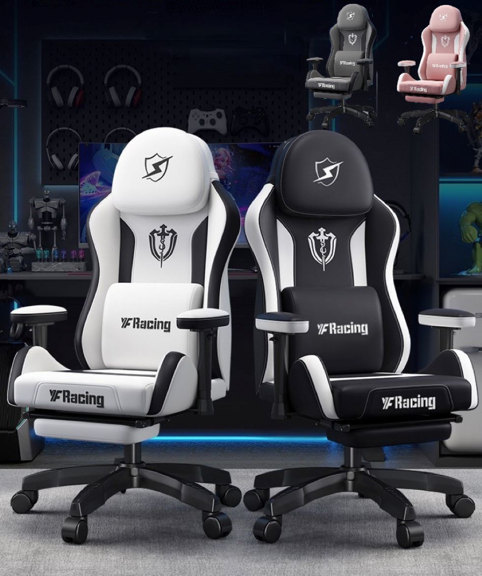 ゲーミングチェア オフィスチェア PUレザー オットマン リクライニング テレワーク 連動アームレスト ランバーサポートハイバック デスクチェア パソコンチェア 簡単組立 腰痛対策 足置き 幅広座面 11,951円