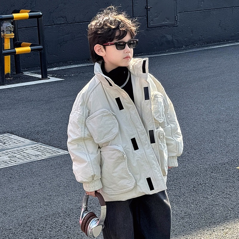 子供用厚手コート冬の男の子用防風ダウンジャケット子供用秋冬服