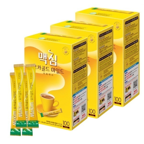 [1+1+1]モカゴールド コーヒーミックス 12g x 100本入 韓国インスタントコーヒー スティックタイプ マイルドな味わい おうちカフェ お試しサイズ 人気商品 大容量 お徳用 韓国人気