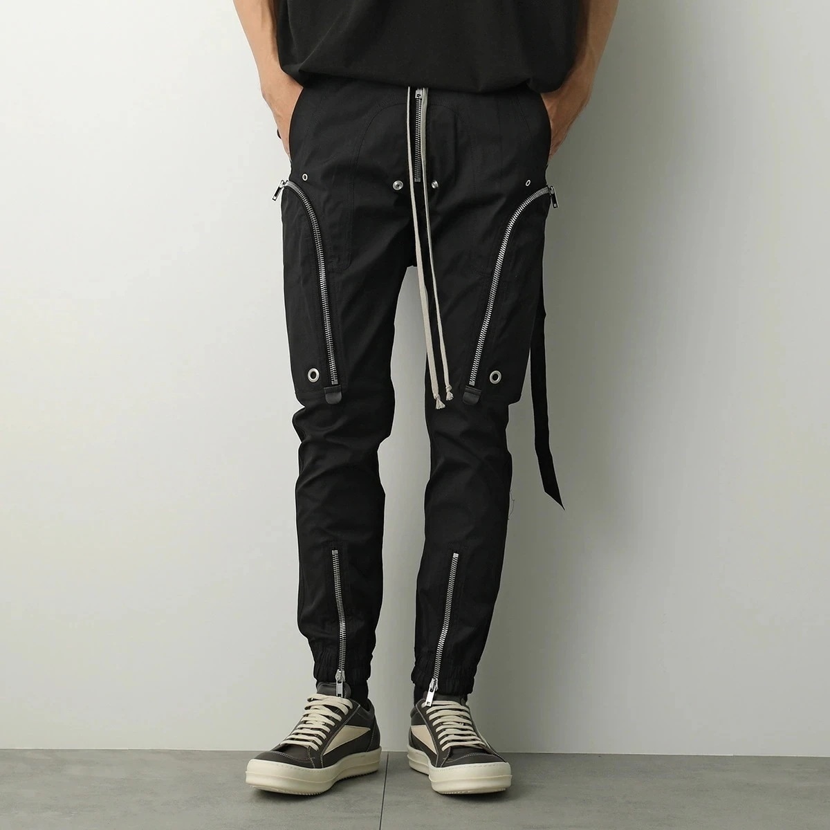 Rick Owens リックオウエンス カーゴパンツ BAUHAUS CARGO バウハウス カーゴ RU02E1377 TE メンズ ストレッチコットン スリム ジッパー 09/BLACK