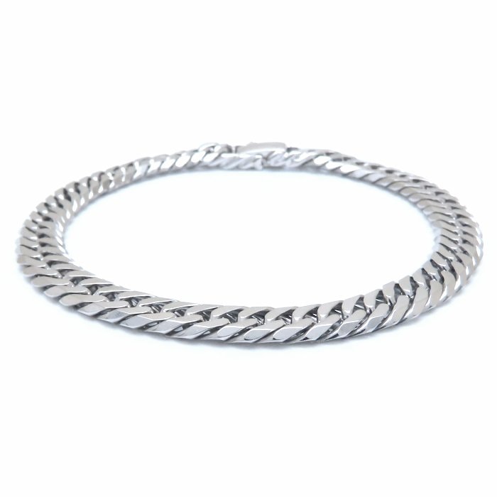 喜平ブレスレット Pt850プラチナ 6面 ダブル 20cm 30.2g メンズ/129160【中古】