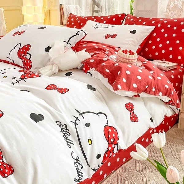Qoo10] ハローキティ 猫 純綿掛け布団カバー シ
