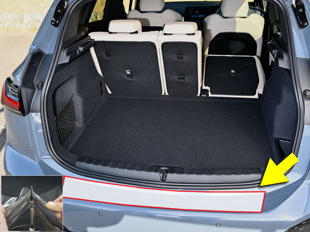 リアステップガード (BMW 2シリーズ アクティブツアラー U06) 車種専用 カット済み 傷防止フィルム プロテクションフィルム 車種専用カット済み リアステップ 保護フィルム キズ防止 保護