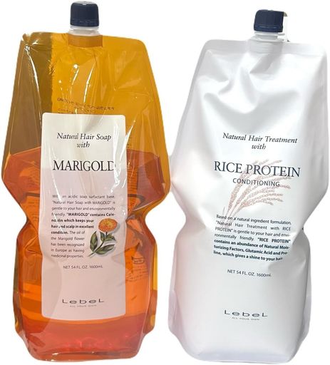 LEBEL ルベル ナチュラル ヘアソープ マリーゴールド 1600ML &トリート ライスプロテイン 1600MLセット