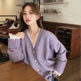 ゆるニットカーディガン トップス ニット セーター カーディガン 長袖 Vネック ボタン かわいい