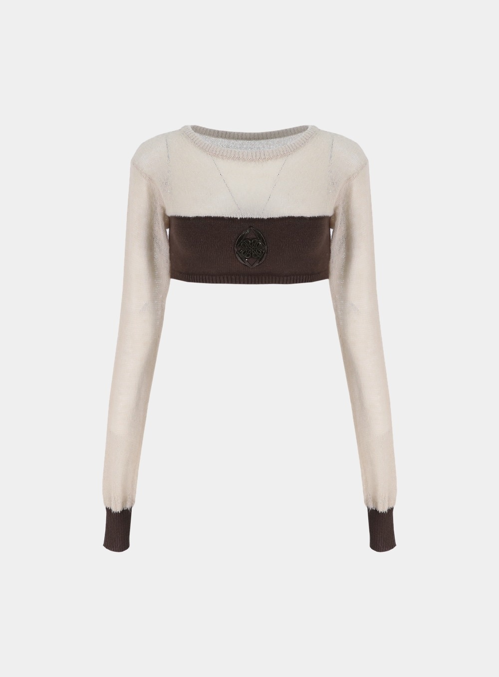 【BADBLOOD】 KIDDO KNIT CROP LONG SLEEVE : CREAM / BROWN