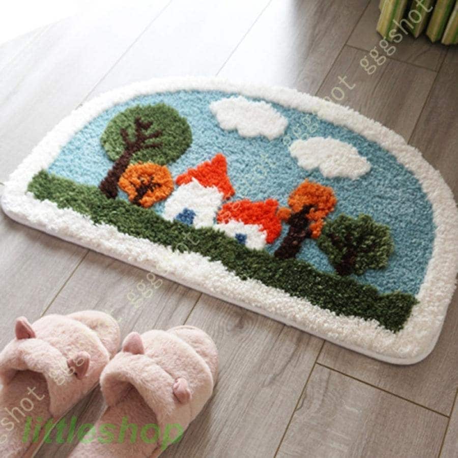 【1つ買うと1つ無料】【メガ割 】玄関マット かわいい バスマット 半円型 花柄 ねこ柄 お風呂マット 速乾 シャギー 足ふきマット ふわふわ 丸洗い 滑り止め かわいい バス ベッド化粧ポーチ-大容