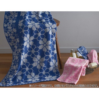 金本徳 Edel(エーデル) バスタオル 綿100％ Blue(ブルー)＆Pink(ピンク) 12枚セット(2色6枚) No.12-1000
