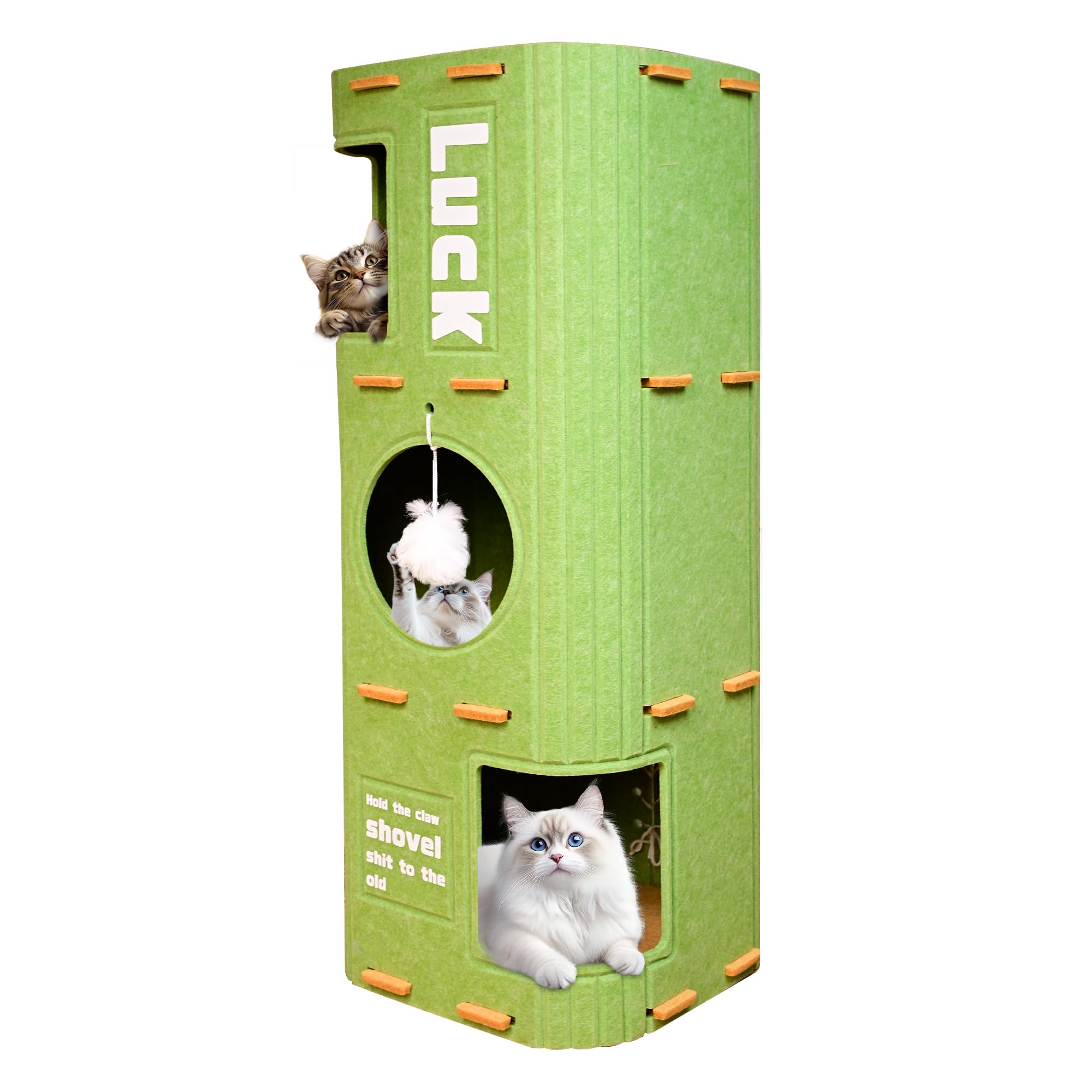 3 of Ni 多機能猫ハウス キャットハウス ペットベッド フェルト キャットタワー おもちゃ付き 猫の遊び場 ネコの遊園地 猫用引っ掻き 爪研ぎ 洗える 組み立て式 ネコ用キャビネット おしゃれ