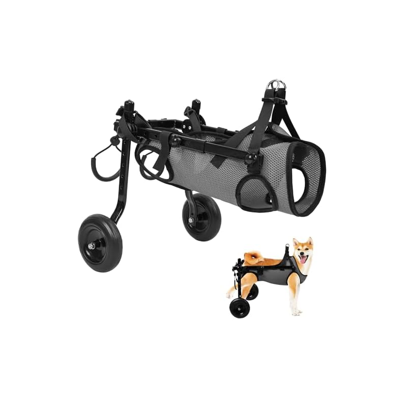 BECEMURU 犬用車椅子 歩行器 歩行補助 軽量 犬介護 補助輪 犬用カート サイズ調整可能 2輪犬用カーと 犬リハビリ用具 犬ヘルスケア (グレー(S))