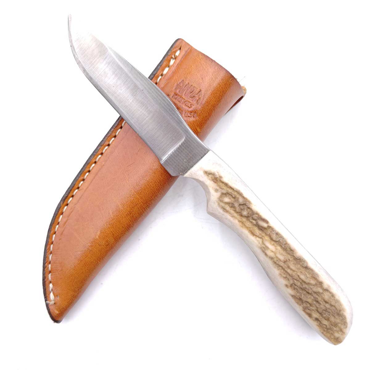 【中古】ANZA アンザ ハイカーボン エルク スタッグ フィックスド アメリカ製 F-4 FE ケース付き アウトドアナイフ 廃盤 14,196円