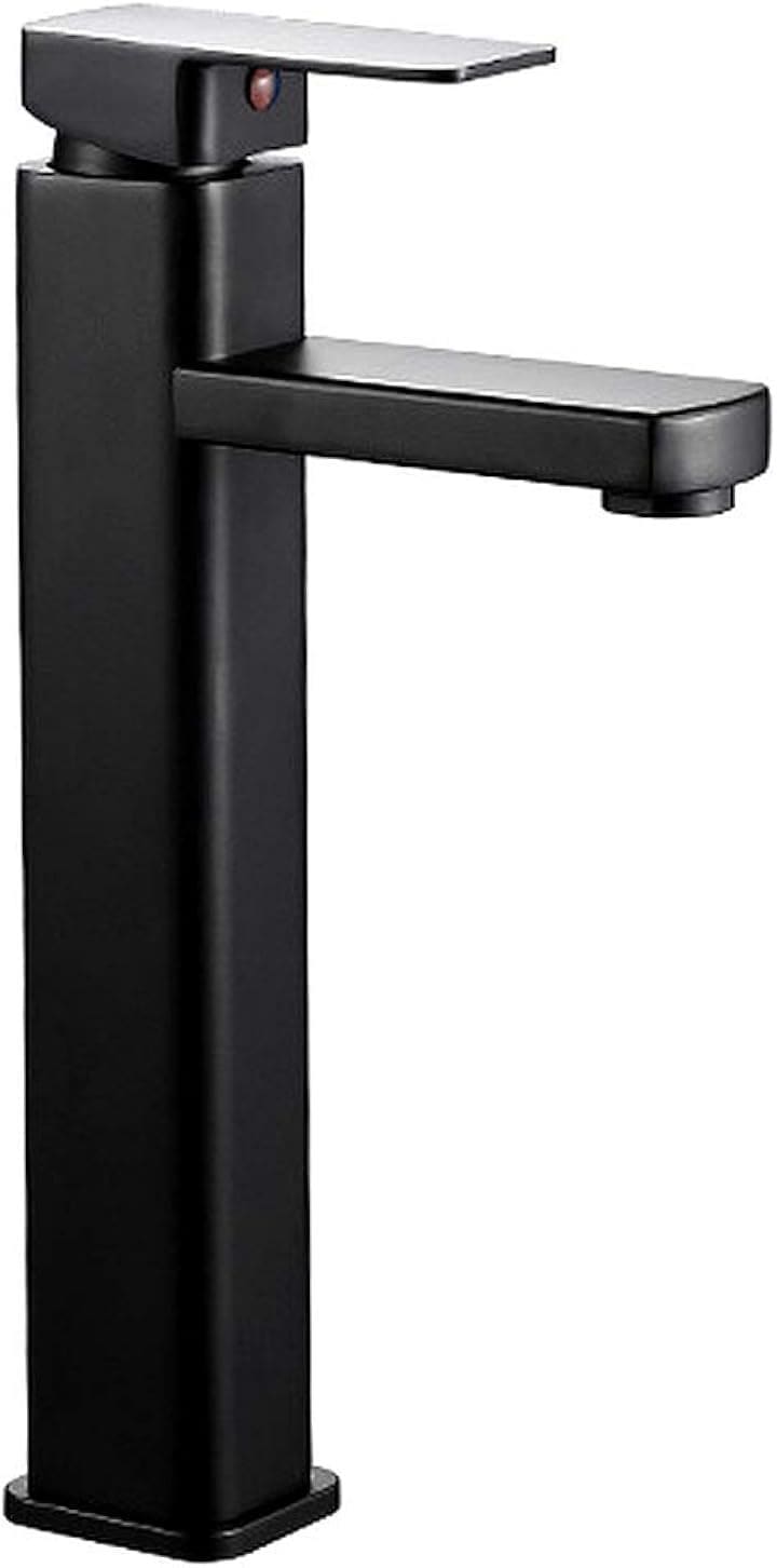 洗面用 アンティーク 混合水栓 蛇口 シングルレバー 洗面台 ロング水栓 立水栓 手洗いボウル用 手洗い鉢 トール水栓 SK232(ブラック, 30cm/ブラック)