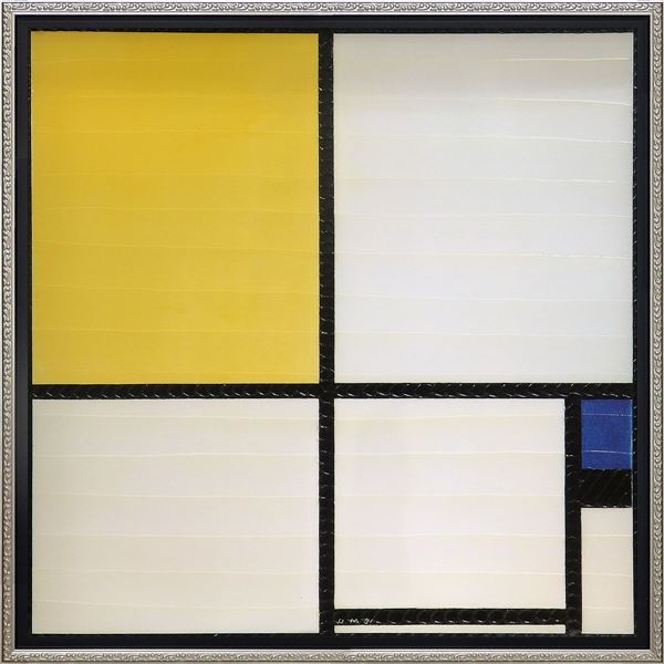 ユーパワー ピエト/モンドリアン Gel加工 アートフレーム 「コンポジションブルー&イエロー」