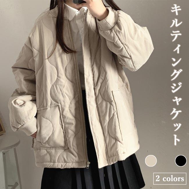 中綿ジャケット レディース キルティングジャケット スタジャン ノーカラージャケット 中綿 ジャケット アウター 冬 キルティングコート ジャンパー プレゼント