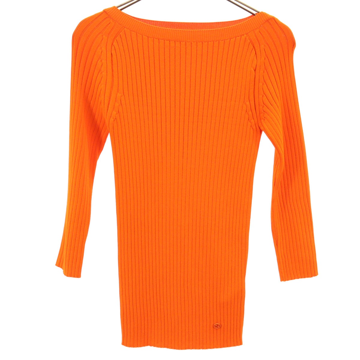 イタリア製 7分袖 ボートネック リブ ニット S オレンジ 371111 レディース 古着 15,272円