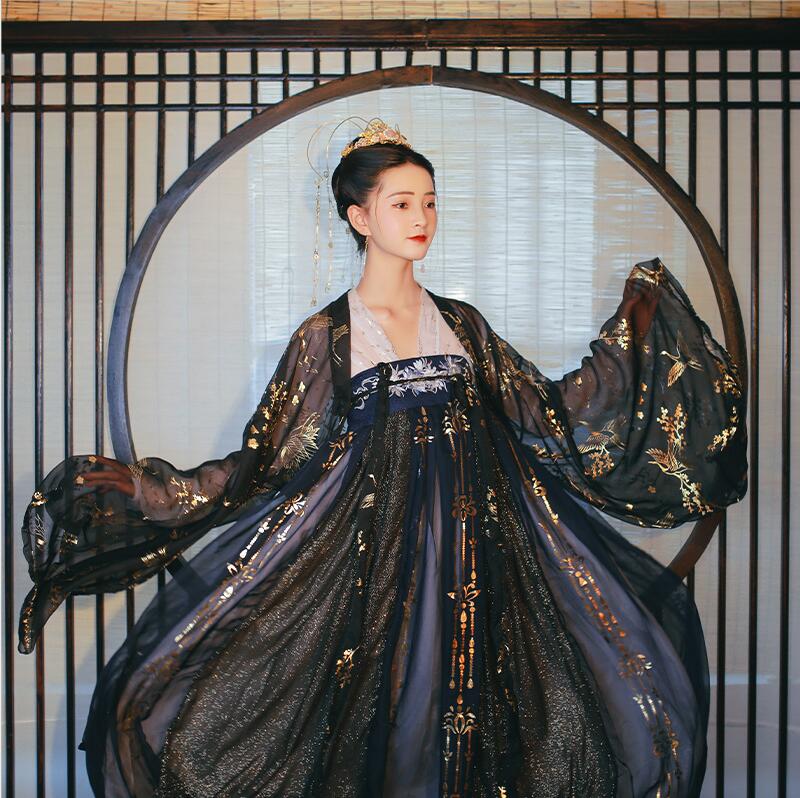 中国風唐装漢服三点セット中華古典美人服仙女服黒系華流ステージコスプレ衣装中国古代宮廷風コスプレ衣装