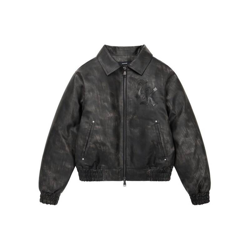 アカム AAKAM エンボス加工 BOSS レザージャケット ブラック 499737